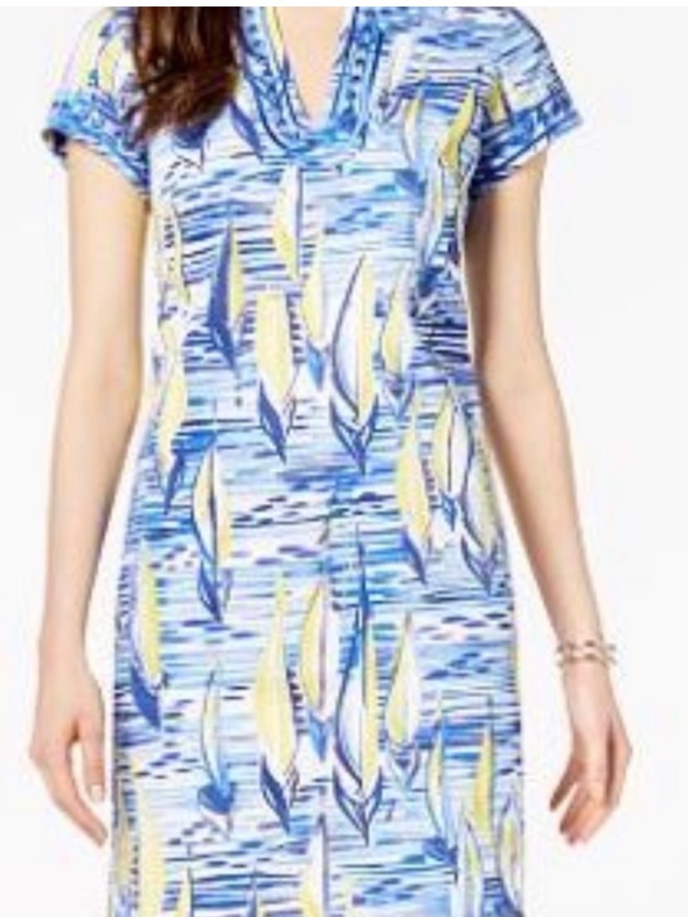 Pappagallo Blue & Yellow Printed dress size 10